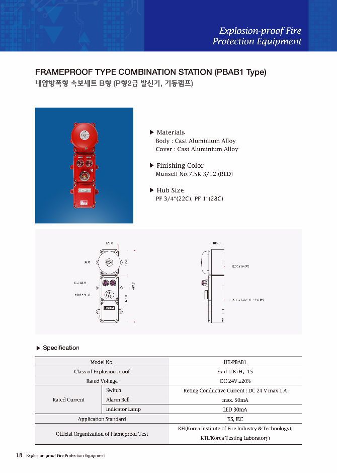 내압방폭형 속보세트 B형 (P형 발신기, 기동램프)